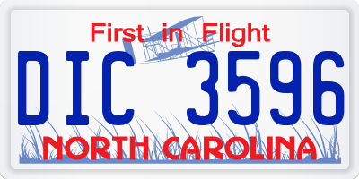 NC license plate DIC3596