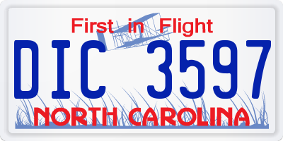 NC license plate DIC3597
