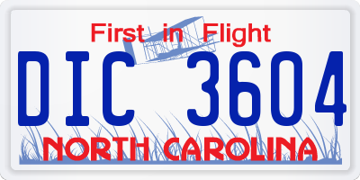 NC license plate DIC3604