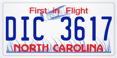 NC license plate DIC3617