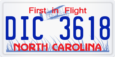 NC license plate DIC3618