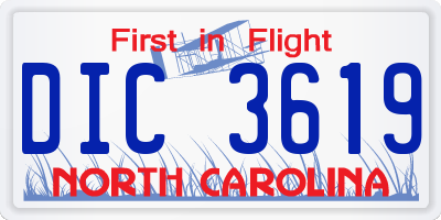 NC license plate DIC3619