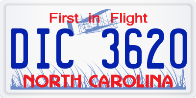 NC license plate DIC3620