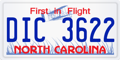 NC license plate DIC3622