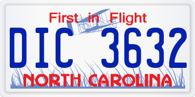 NC license plate DIC3632