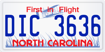 NC license plate DIC3636