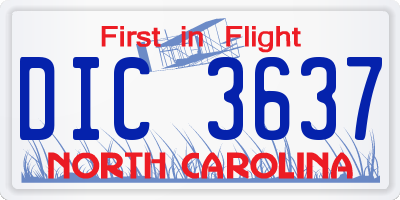 NC license plate DIC3637