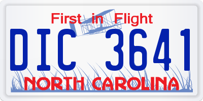 NC license plate DIC3641