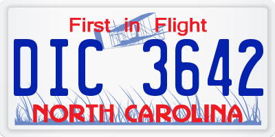 NC license plate DIC3642