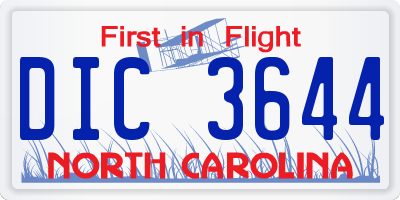 NC license plate DIC3644