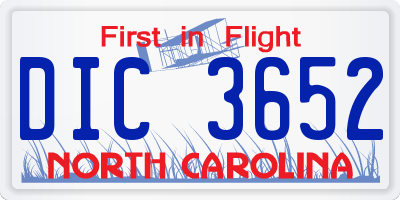 NC license plate DIC3652
