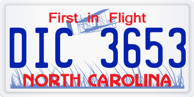 NC license plate DIC3653