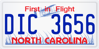 NC license plate DIC3656