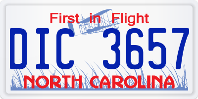 NC license plate DIC3657