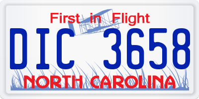 NC license plate DIC3658