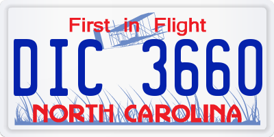 NC license plate DIC3660