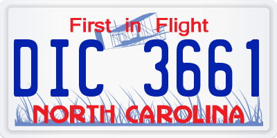 NC license plate DIC3661