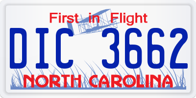 NC license plate DIC3662