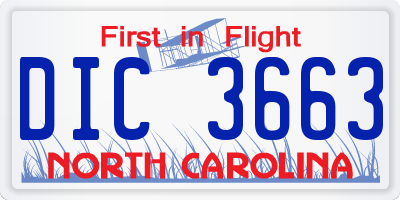 NC license plate DIC3663