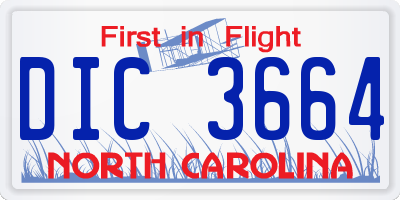 NC license plate DIC3664