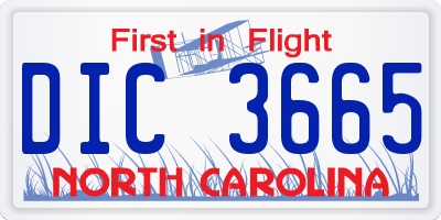 NC license plate DIC3665