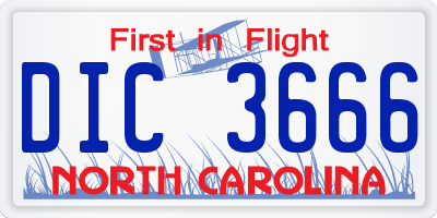 NC license plate DIC3666