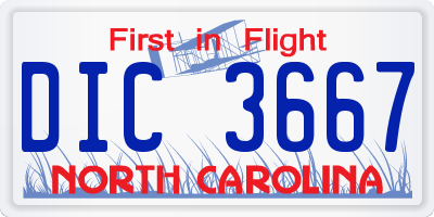 NC license plate DIC3667