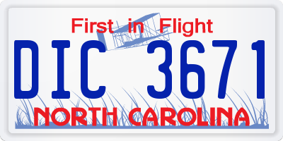 NC license plate DIC3671