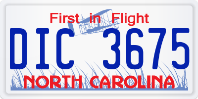 NC license plate DIC3675