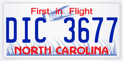 NC license plate DIC3677