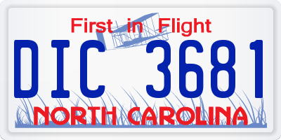 NC license plate DIC3681