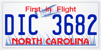 NC license plate DIC3682