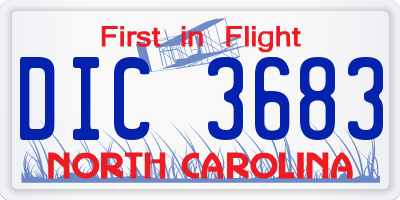 NC license plate DIC3683