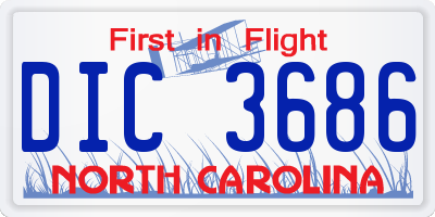 NC license plate DIC3686