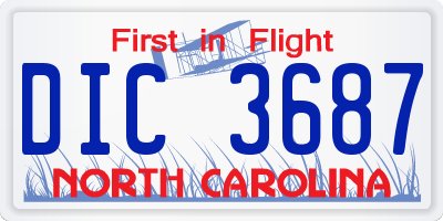 NC license plate DIC3687