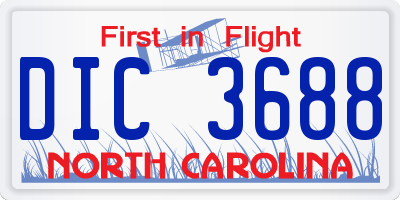 NC license plate DIC3688