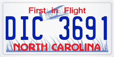 NC license plate DIC3691