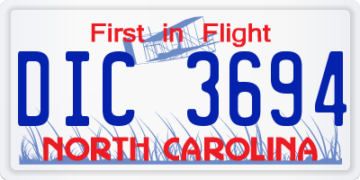 NC license plate DIC3694