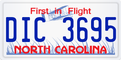 NC license plate DIC3695