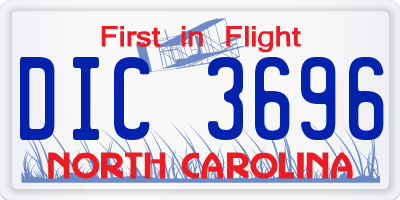 NC license plate DIC3696