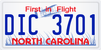 NC license plate DIC3701
