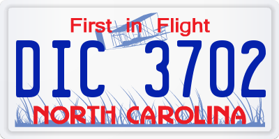 NC license plate DIC3702