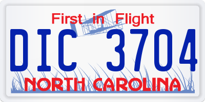 NC license plate DIC3704