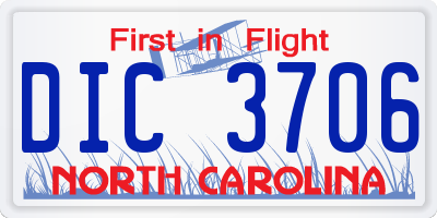 NC license plate DIC3706