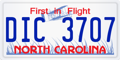NC license plate DIC3707