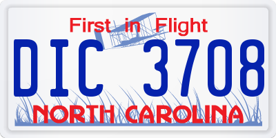 NC license plate DIC3708