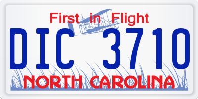 NC license plate DIC3710