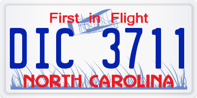 NC license plate DIC3711