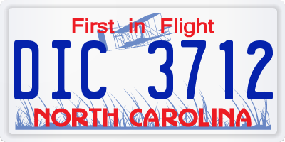 NC license plate DIC3712