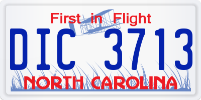 NC license plate DIC3713